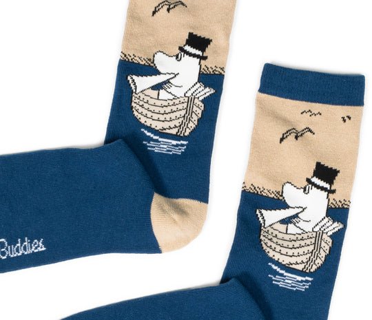 Moominpappa Boating Men Socks - Blue/Beige - Mu Shop
