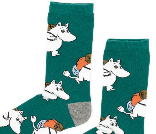 Moomintroll Adventuring Men Socks - Green - Mu Shop