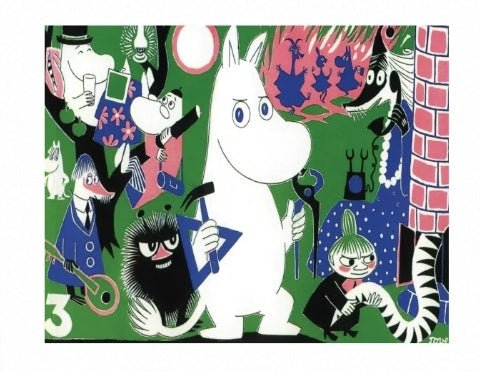 Moomintroll and Friends Green Background Cushion Cover - Mu Shop