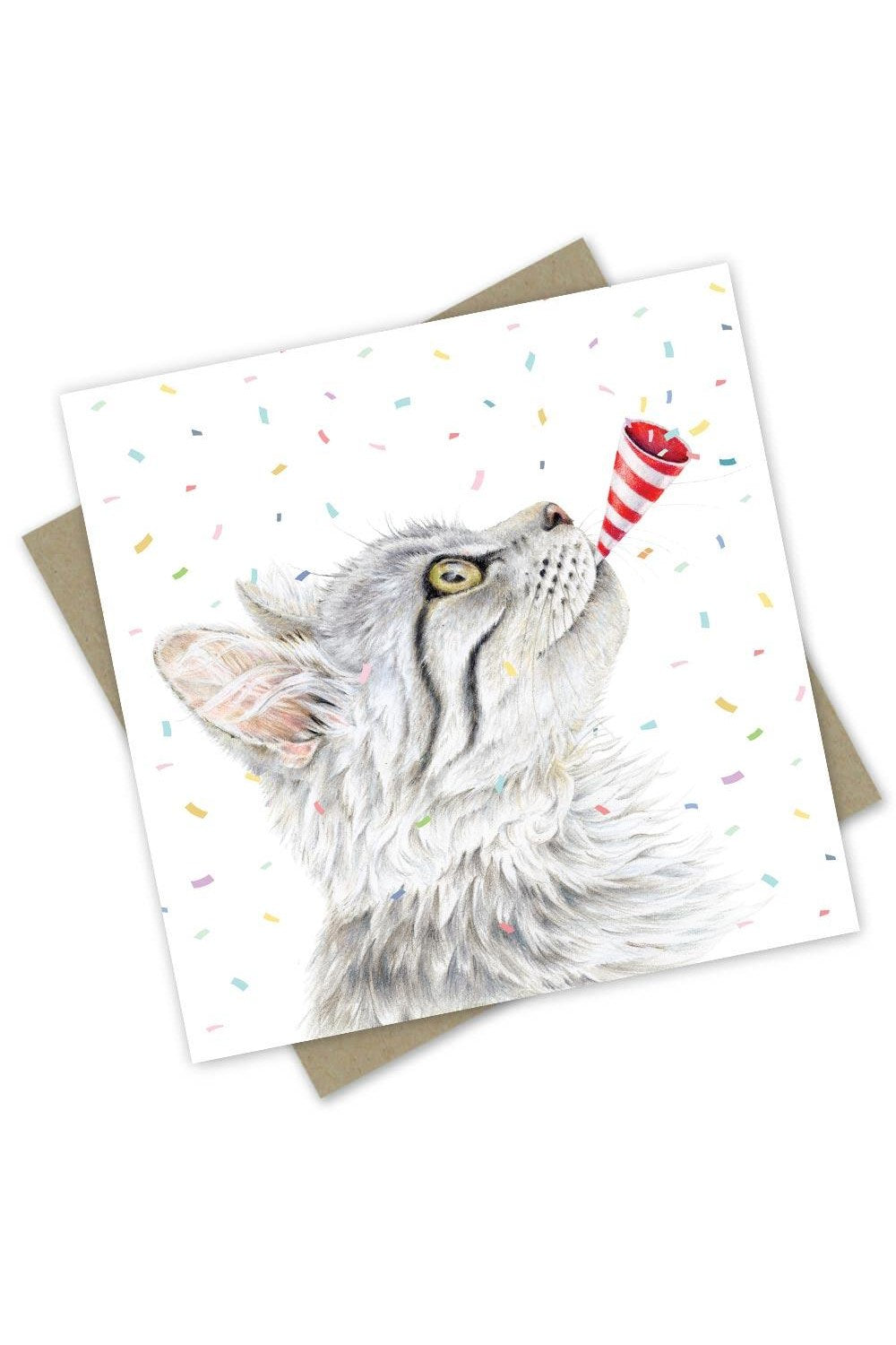 Neo The Silver Tabby Greeting Card - Mu Shop