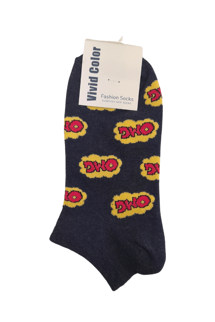 'Omg' Adult Ankle Socks - Dark Blue - Mu Shop