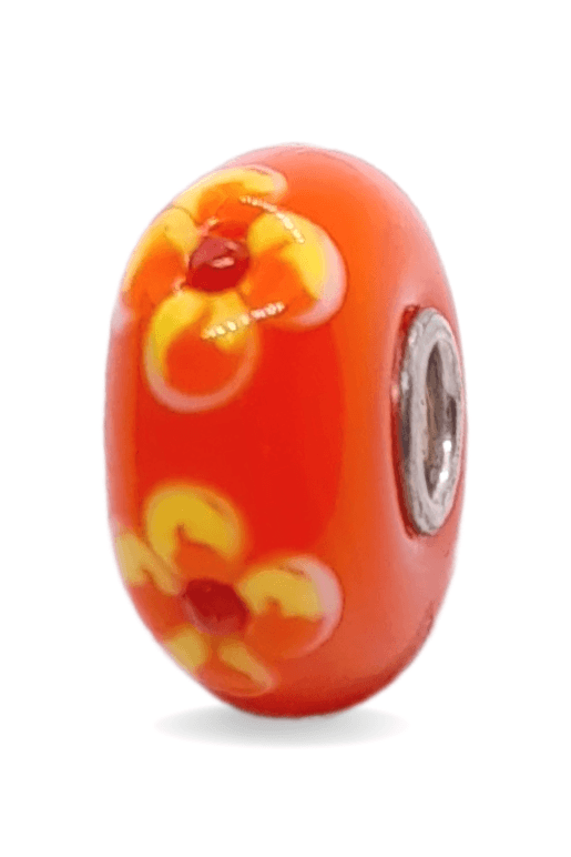 Orange Floral Pattern Unique Bead #1194 - Mu Shop