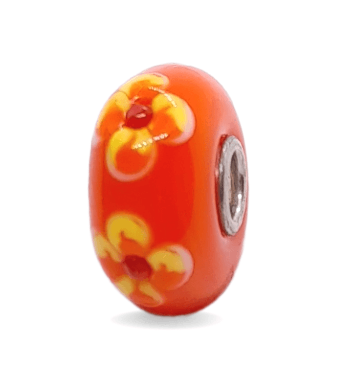 Orange Floral Pattern Unique Bead #1194 - Mu Shop