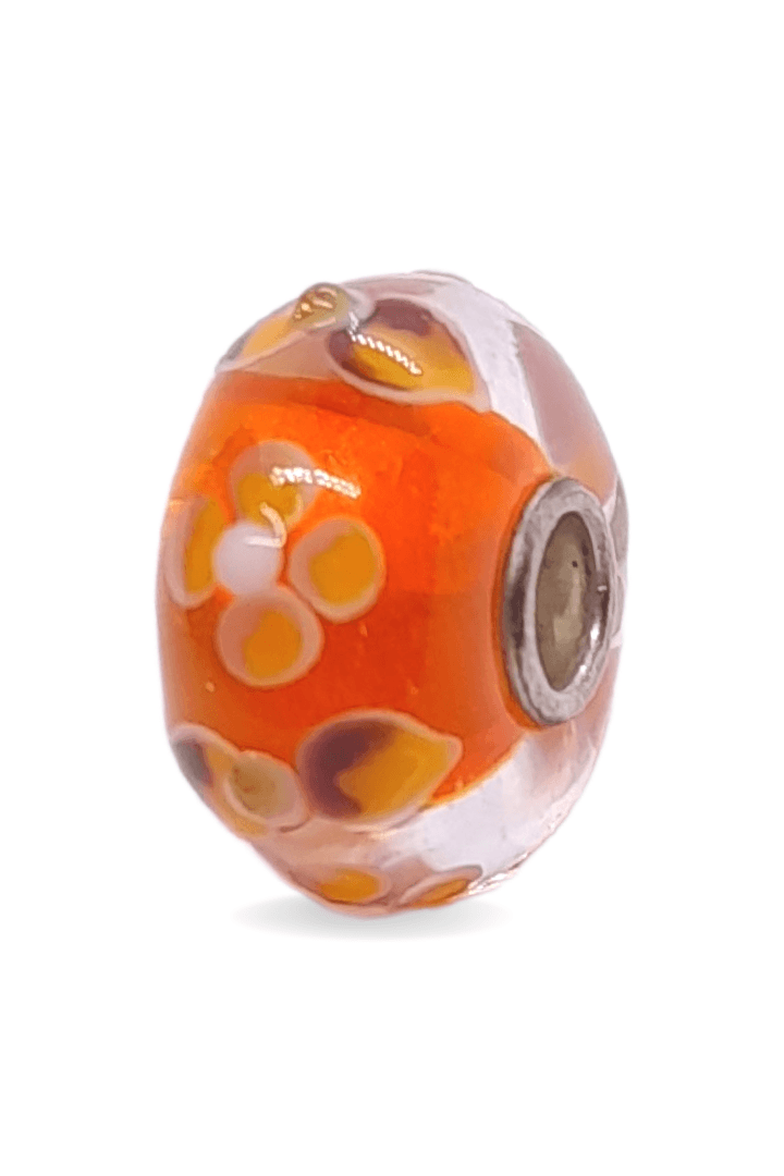 Orange Flower Pattern Unique Bead #1320 - Mu Shop