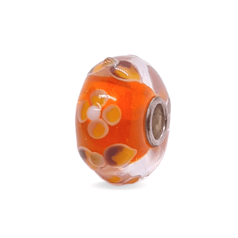 Orange Flower Pattern Unique Bead #1320 - Mu Shop