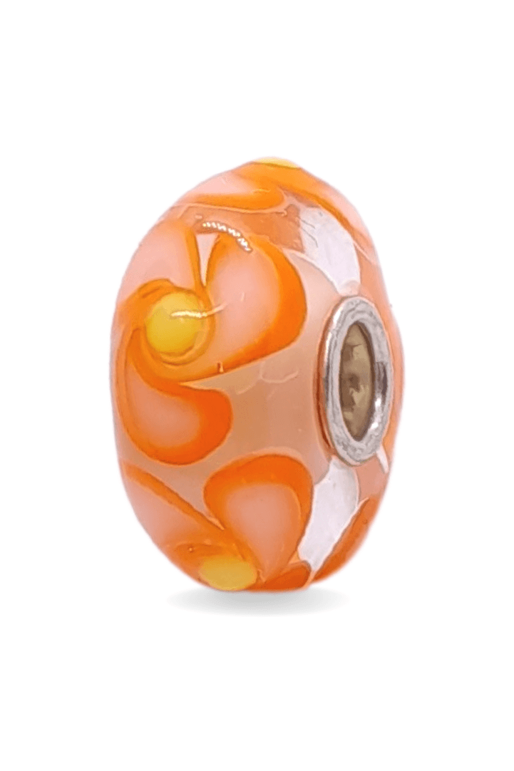 Orange Flower Pattern Unique Bead #1350 - Mu Shop