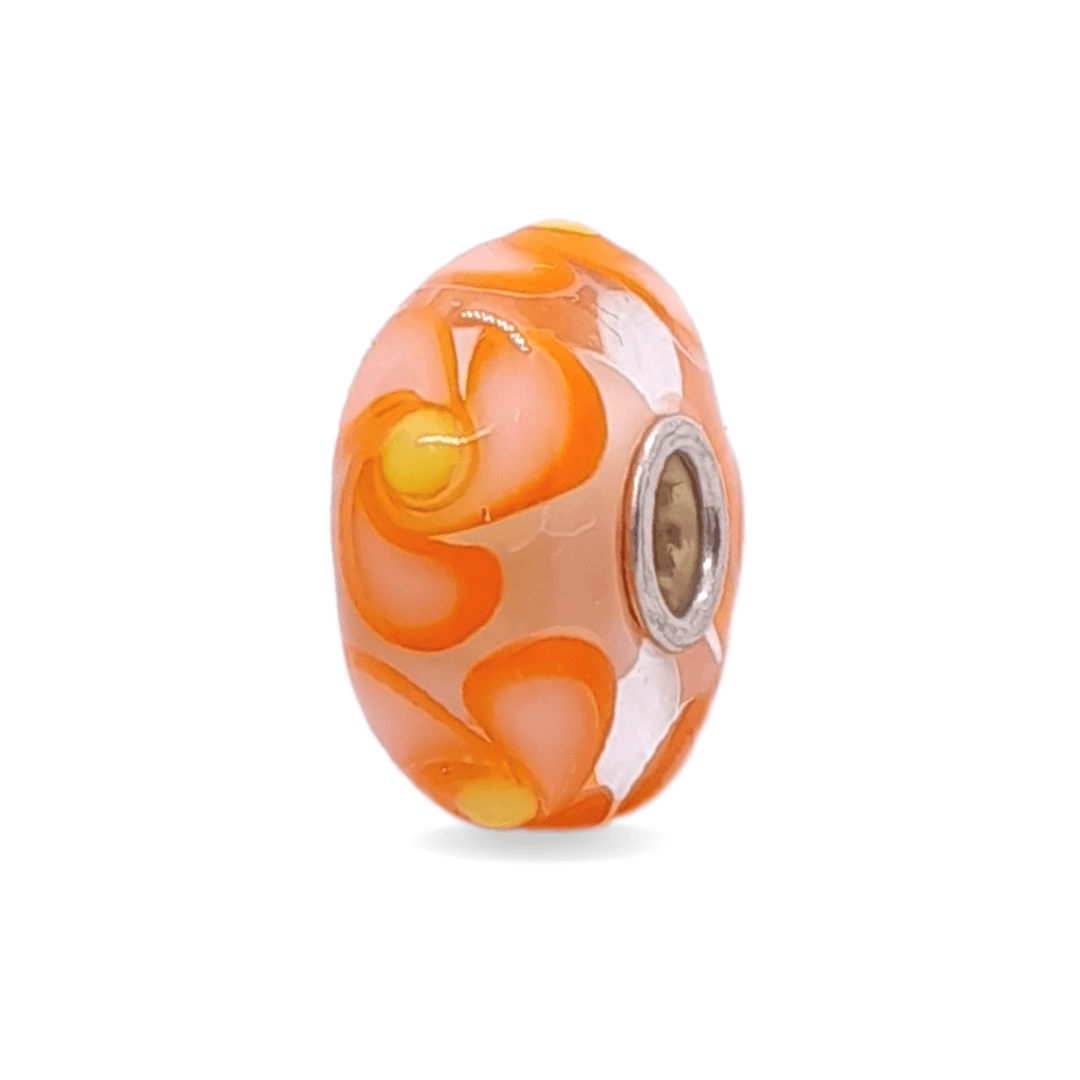 Orange Flower Pattern Unique Bead #1350 - Mu Shop