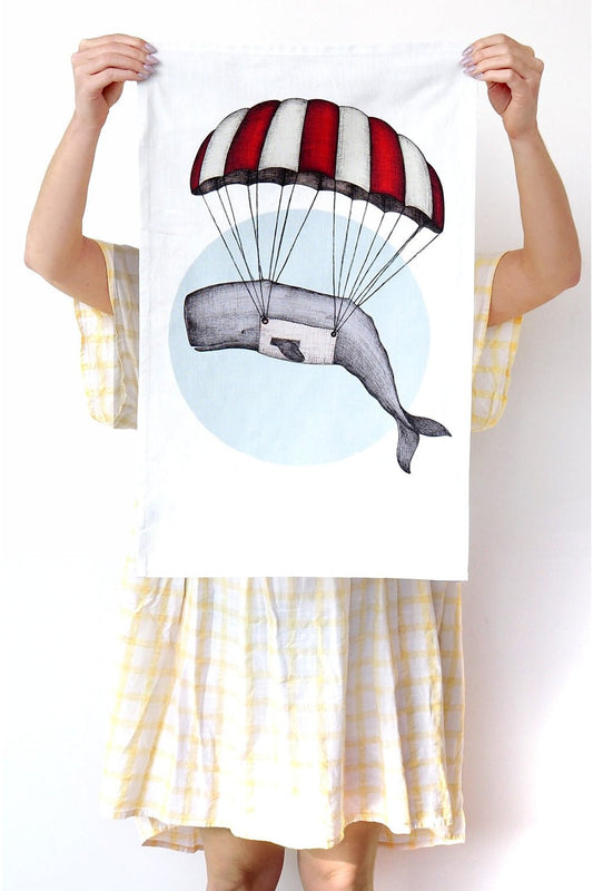 Parachute Whale - Artist Tea Towel - Mu Shop