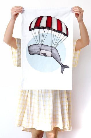 Parachute Whale - Artist Tea Towel - Mu Shop