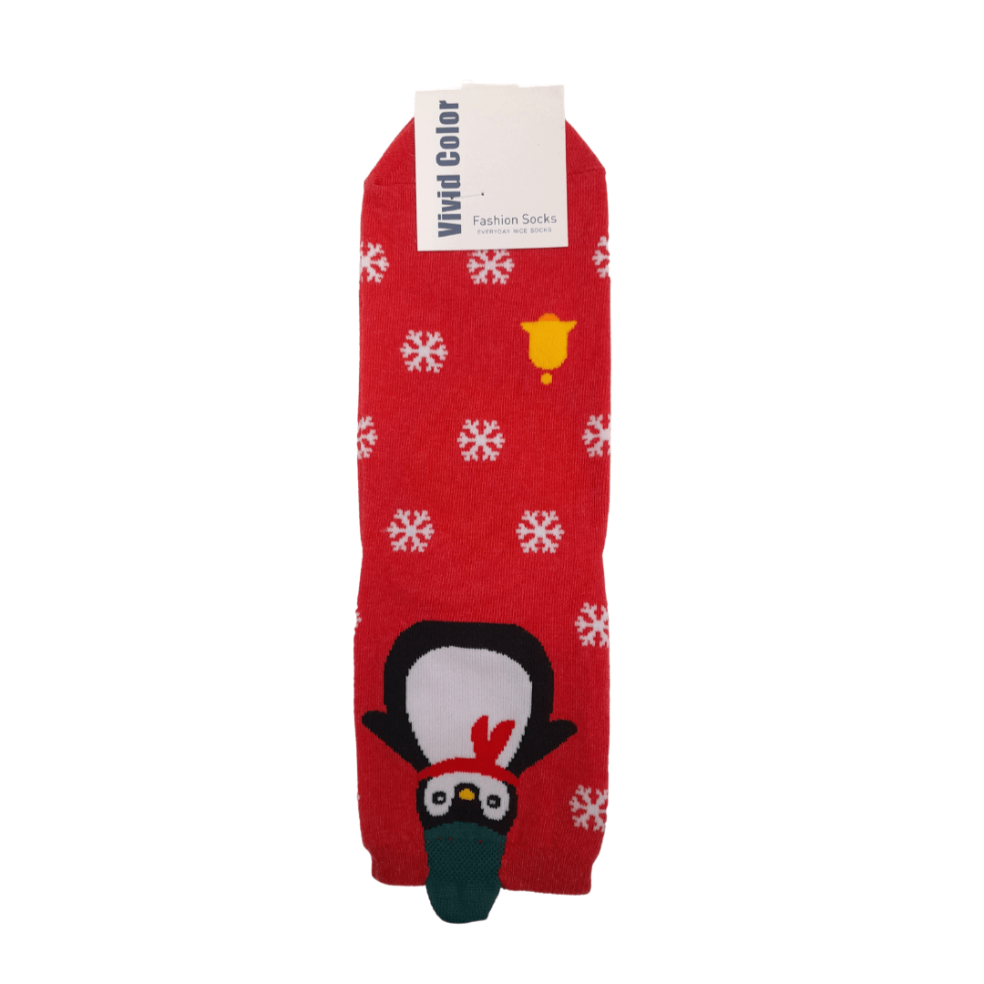 Penguin In The Snow Adult Crew Socks - Red - Mu Shop
