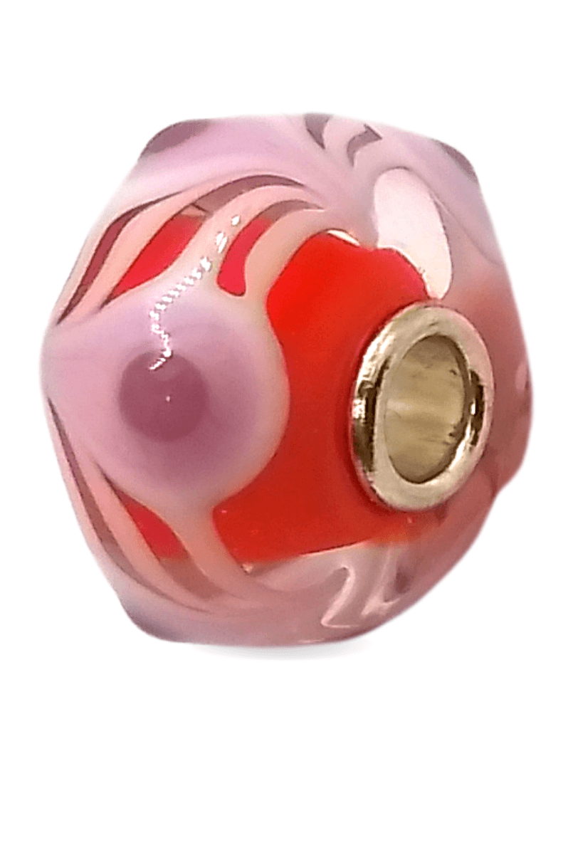 Pink and Orange Complex Pattern Unique Bead #1382 - Mu Shop