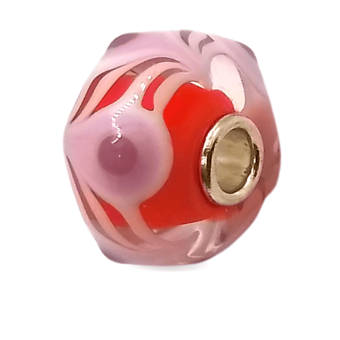 Pink and Orange Complex Pattern Unique Bead #1382 - Mu Shop
