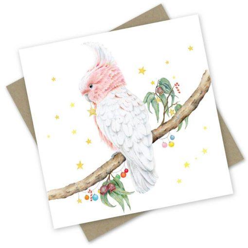Pink Cockatoo Peace & Joy Greeting Card - Mu Shop