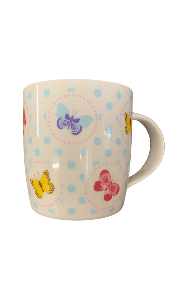 Polkadot Butterfly Mug - White - Mu Shop