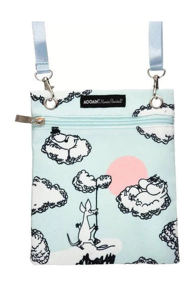 Ride the Moomin Clouds Classic Passport Bag Turquoise - Mu Shop