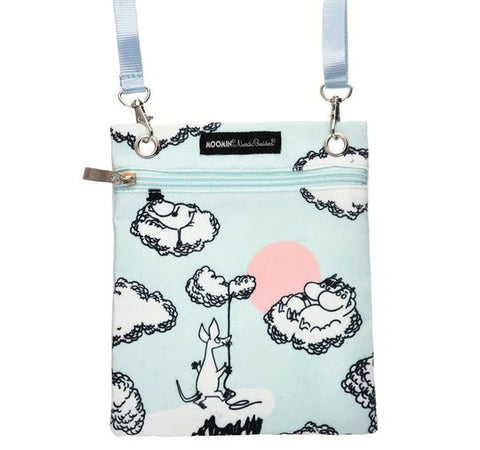 Ride the Moomin Clouds Classic Passport Bag Turquoise - Mu Shop