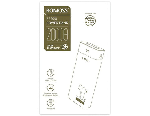 Romoss Power Bank PPD20 20000 mAh Fast Charging - Mu Shop