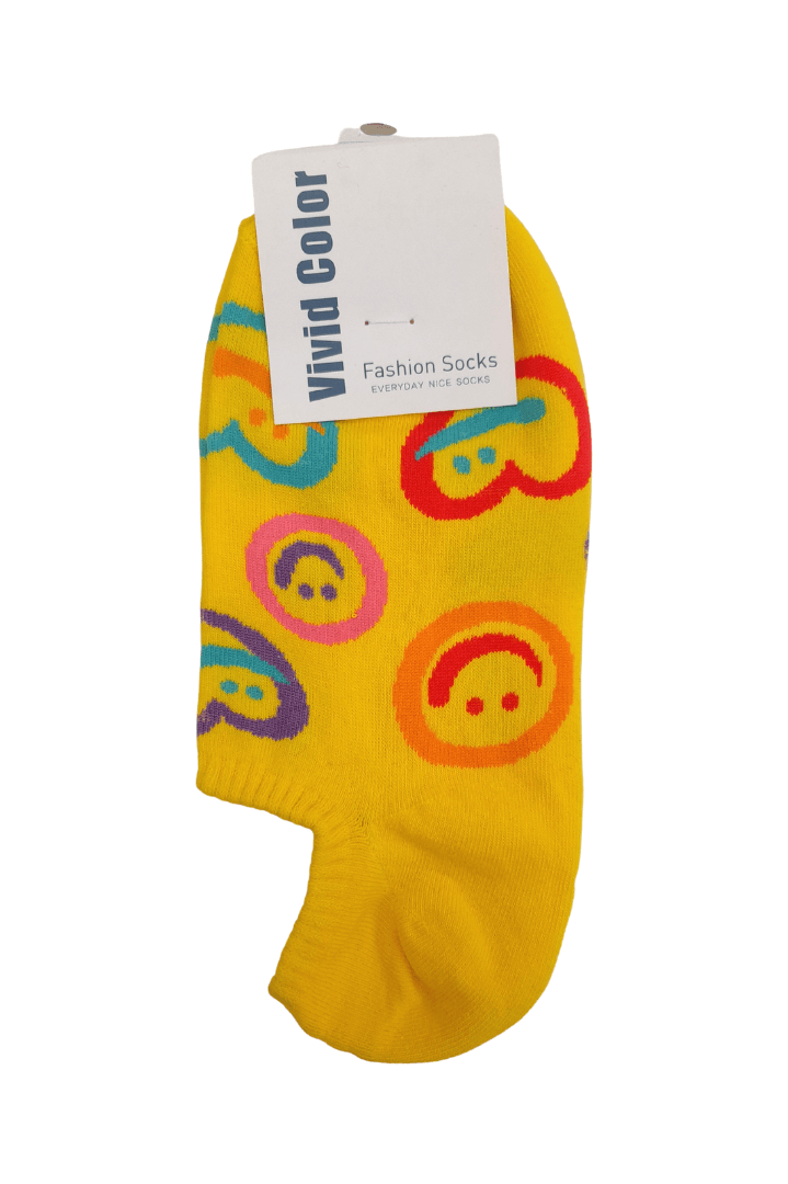 Smile Adult Ankle Socks - Yellow - Mu Shop