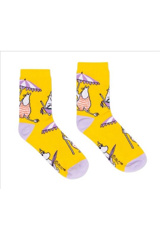 Snorkmaiden At The Beach Ladies Socks - Yellow - Mu Shop