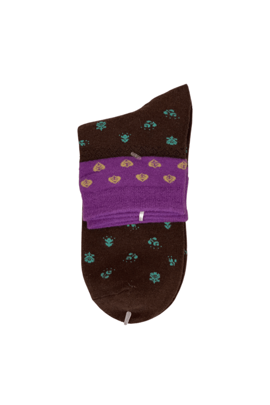 Spotted Adult Crew Socks - Brown - Mu Shop