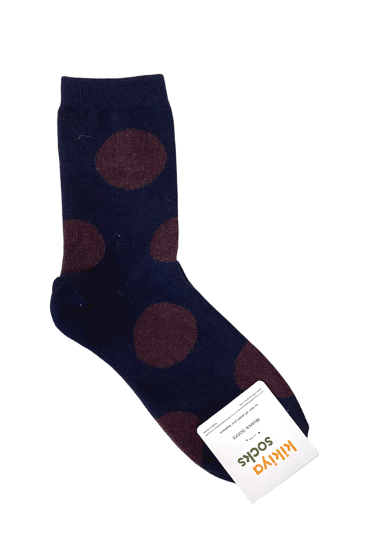 Spotted Adult Crew Socks - Dark Blue and Red - Mu Shop