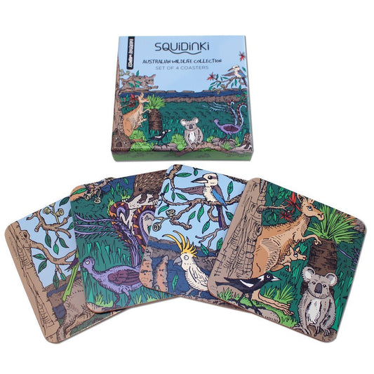 Squidinki Australian Wildlife Collection Set of 4 Coasters - Mu Shop