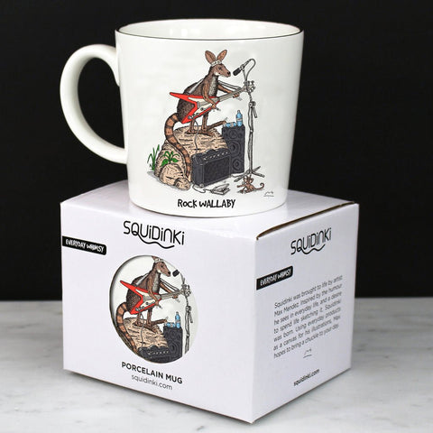 Squidinki Porcelain Mug: Rock Wallaby & Diving Platypus - Mu Shop