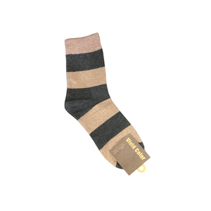 Striped Adult Crew Socks - Brown and Dark Grey - Mu Shop