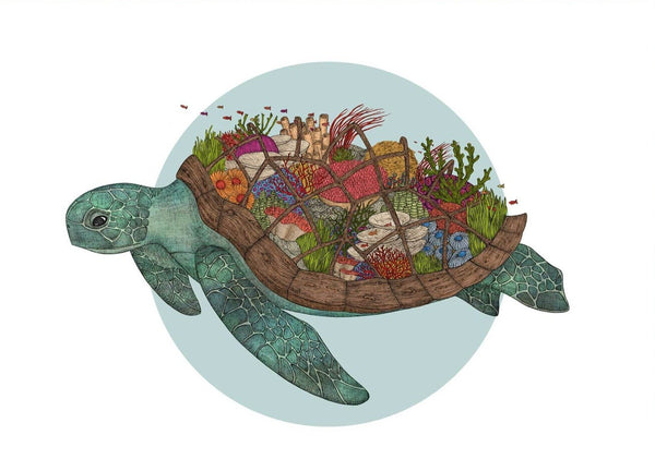 The Coral Reef Turtle - A3 Print - Mu Shop