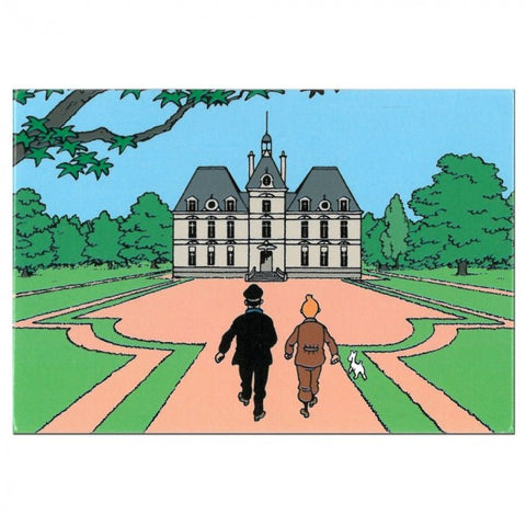 Tintin and Snowy with Haddock at Moulinsart Castle Magnet - Mu Shop