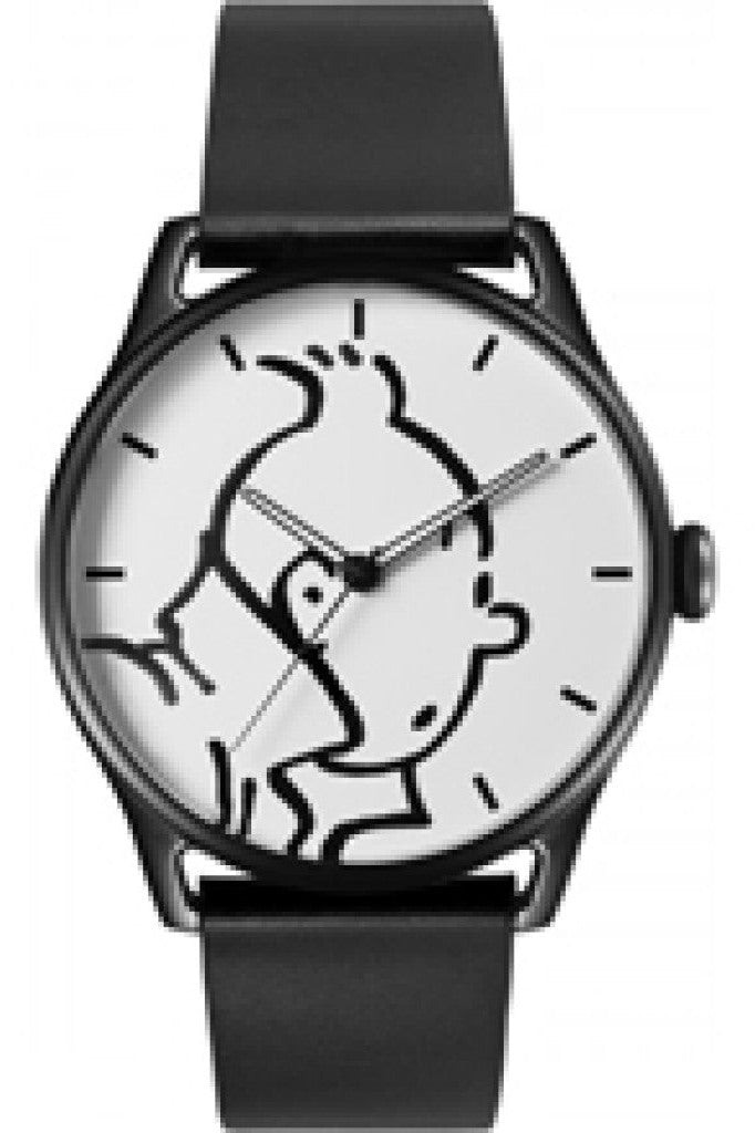 Tintin Black And White Classic Watch Black L - Mu Shop