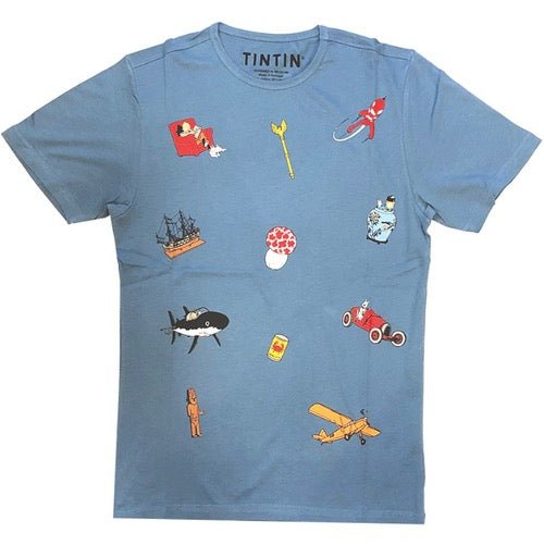 Tintin Blue Icon Adult T Shirt L - Mu Shop