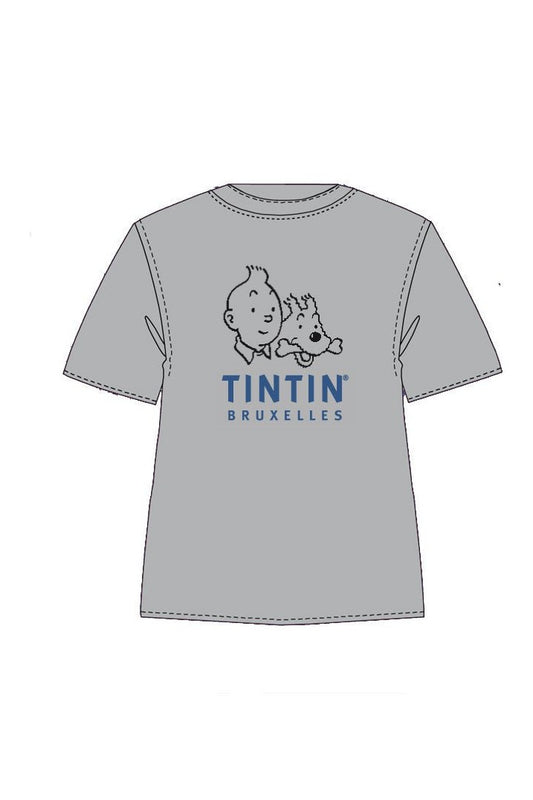 Tintin BRUXELLES Adult T-shirt Blue - Mu Shop