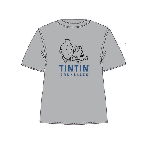 Tintin BRUXELLES Adult T-shirt Blue - Mu Shop