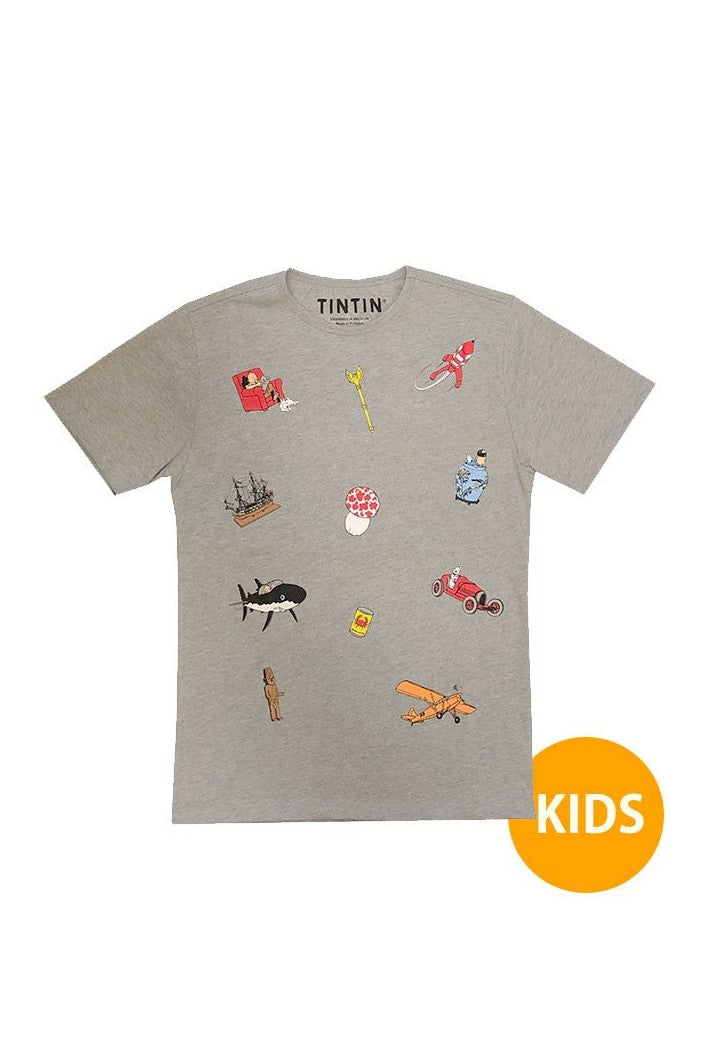 Tintin Icon Kids T Shirt Grey - Mu Shop