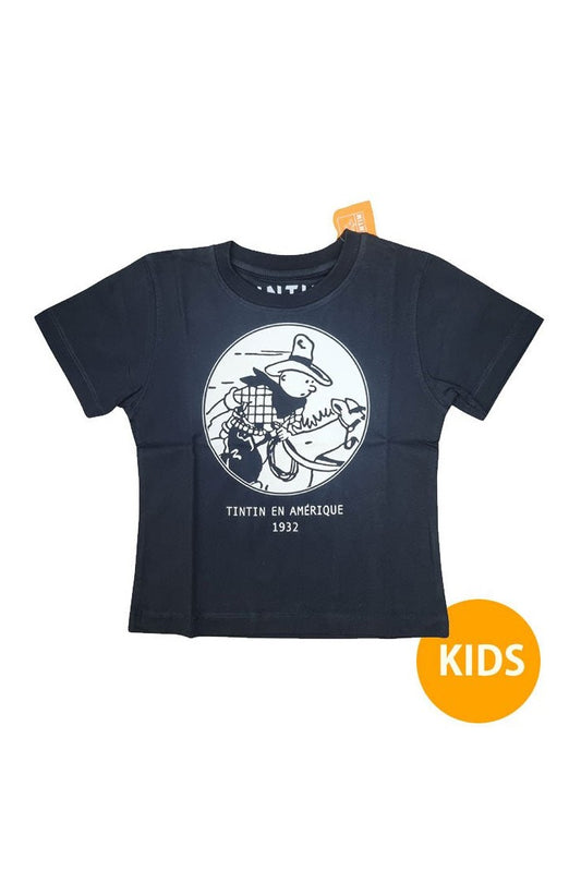 Tintin on Horse Kids Shirt Black - Mu Shop