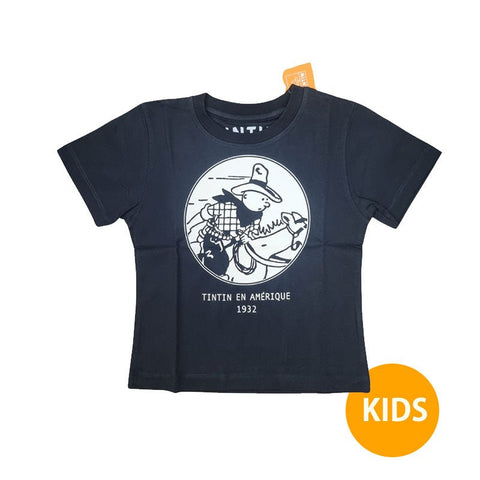 Tintin on Horse Kids Shirt Black - Mu Shop