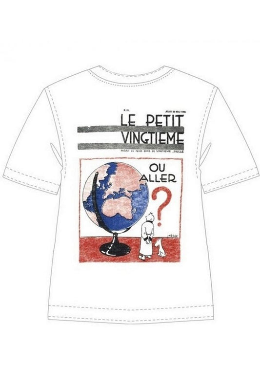 Tintin Petit Vingtième Globe Adult T-shirt - Mu Shop