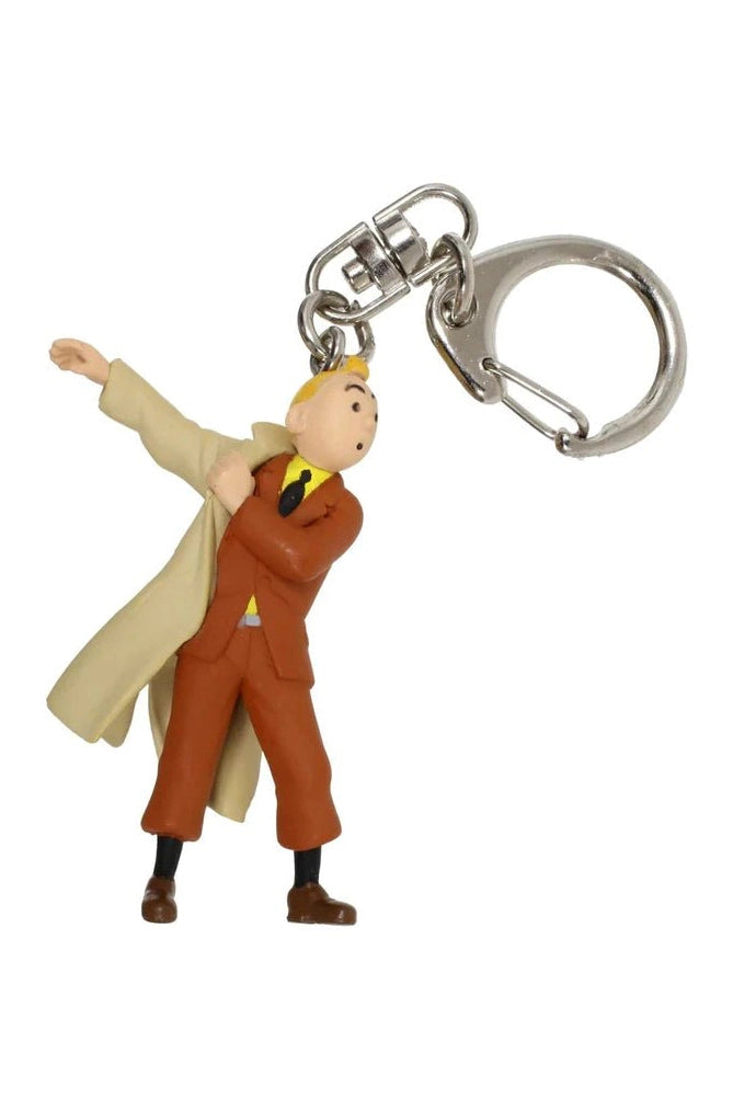 Tintin Putting on Trench (small) Key Ring - Mu Shop