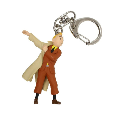 Tintin Putting on Trench (small) Key Ring - Mu Shop