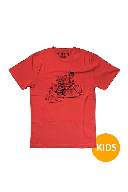 Tintin Ride Bike Red T shirt Kids - Mu Shop