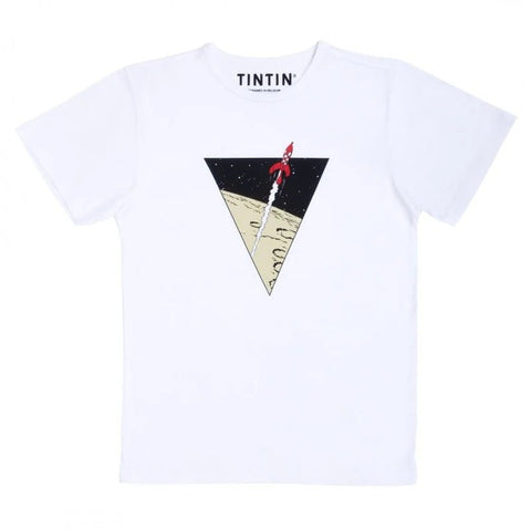 Tintin "Rocket in triangle" ADULT T Shirt white - Mu Shop