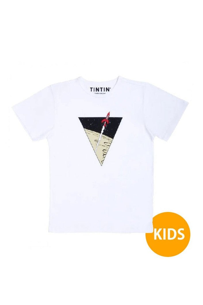 Tintin "Rocket in triangle" KIDS T Shirt white - Mu Shop