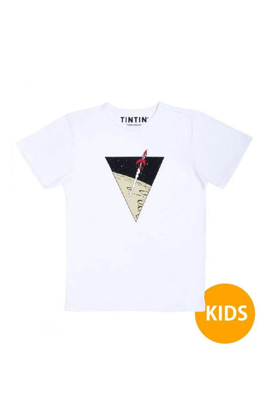 Tintin "Rocket in triangle" KIDS T Shirt white - Mu Shop