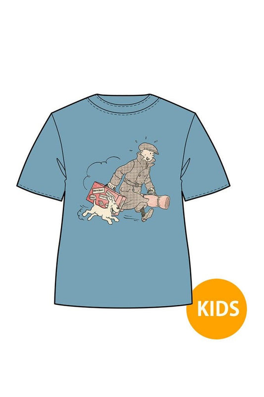 Tintin & Snowy Suitcase Kids T-shirt Blue - Mu Shop