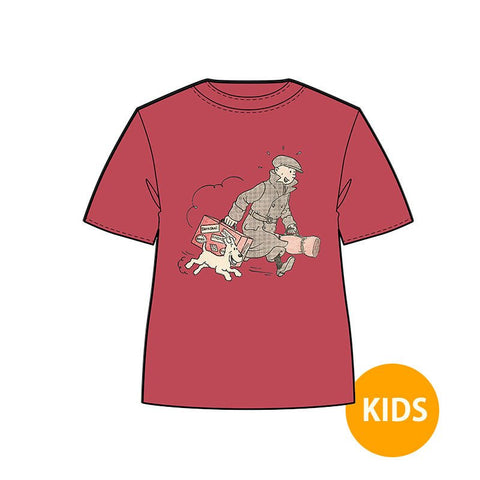 Tintin & Snowy Suitcase Kids T-shirt Red - Mu Shop
