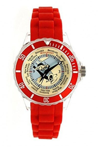 TINTIN WATCH - PLAIN RED BRACELET - Mu Shop