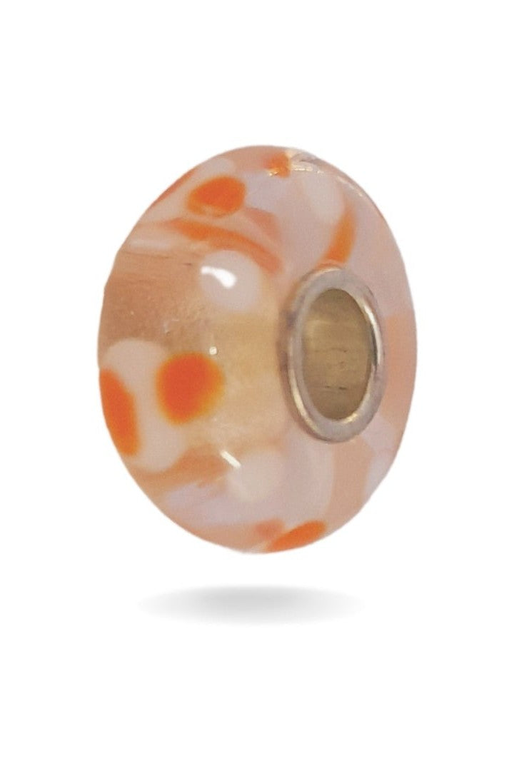 Transparent Bead with Orange Dots Universal Unique Bead #1420 - Mu Shop