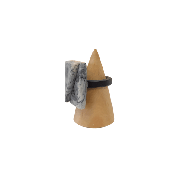 Two Triangle Marble Resin Ring - Mu Shop