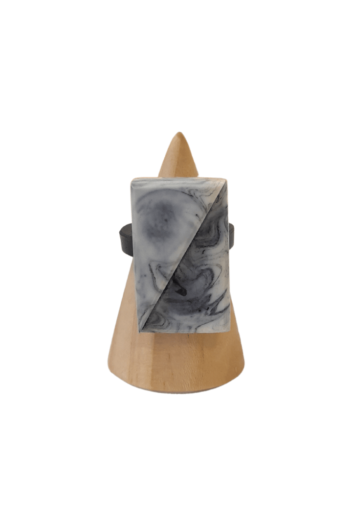 Two Triangle Marble Resin Ring - Mu Shop